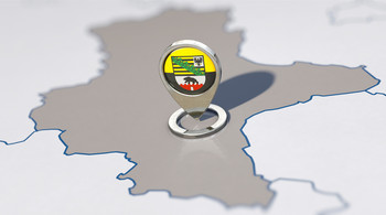 Sachsen-Anhalt-Umriss mit Wappenpoint