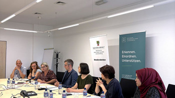 Besprechung mit Integrationsbeauftragte Susi Möbeck zu den Antidiskriminierungsstellen.