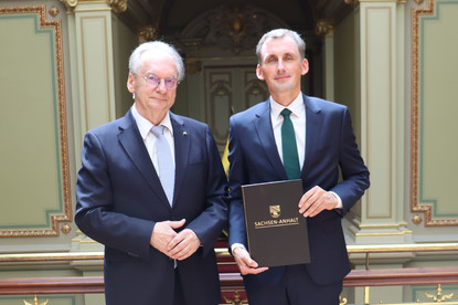 Ministerpräsident Dr. Reiner Haseloff und der neue Bildungsminister Jan Riedel. 