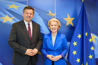 Ministerpräsident Sven Schulze und EU-Präsidentin Ursual von der Leyen